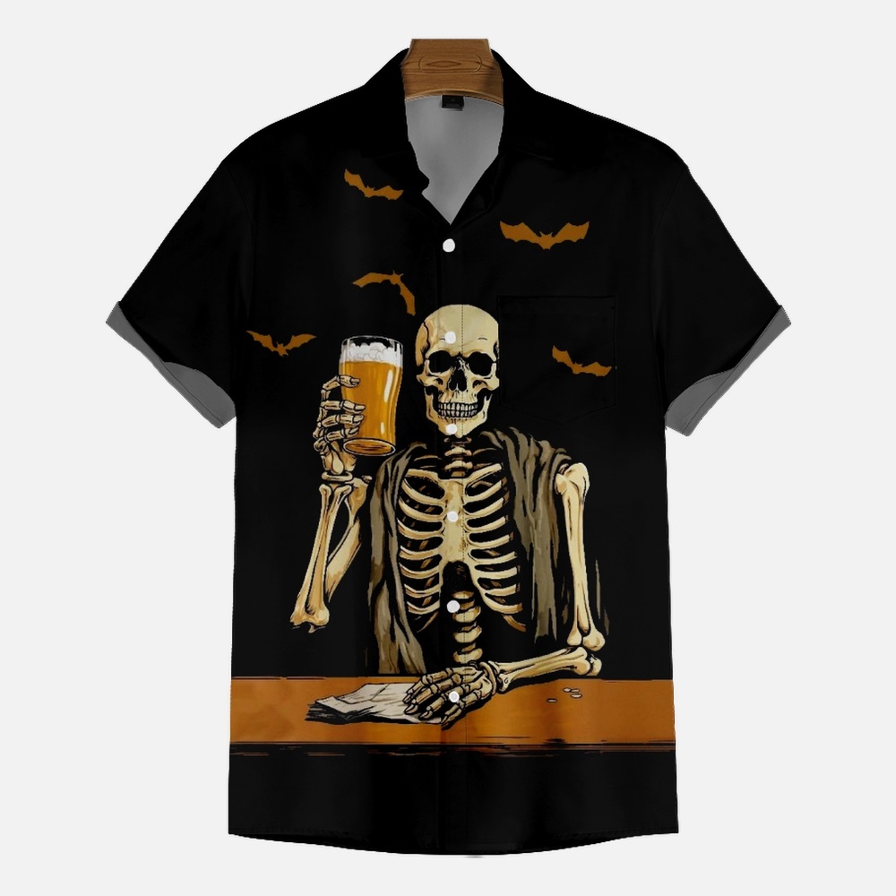 Men Halloween Shirts Short Sleeve Pocket Shirts QL64219A01