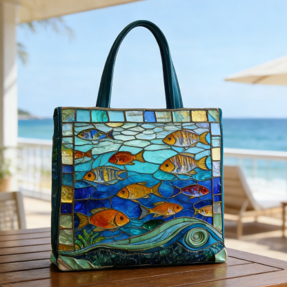 Glass Underwater Fish Quilted Tote Bag JI93067