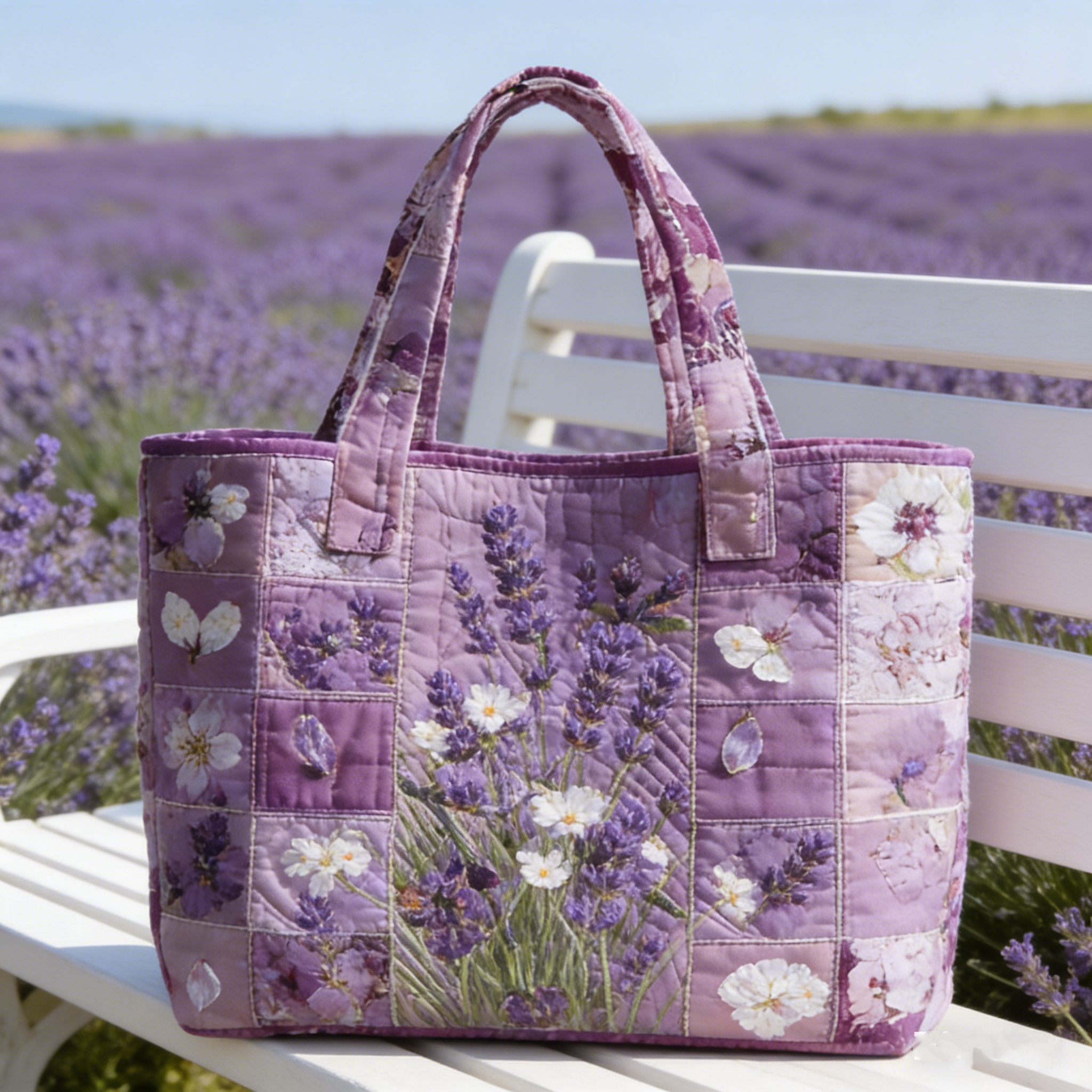 Lavender Quilted Tote Bag wfpd2841