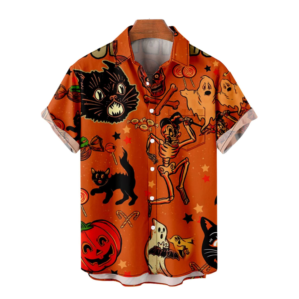 Men Halloween Shirts Short Sleeve Pocket Shirts HL09027A01