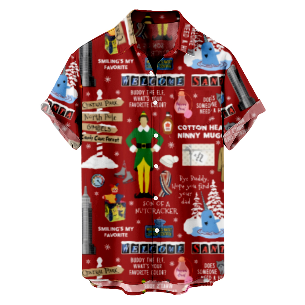 Men Christmas Day Shirts Short Sleeve Pocket Shirts R153095A01