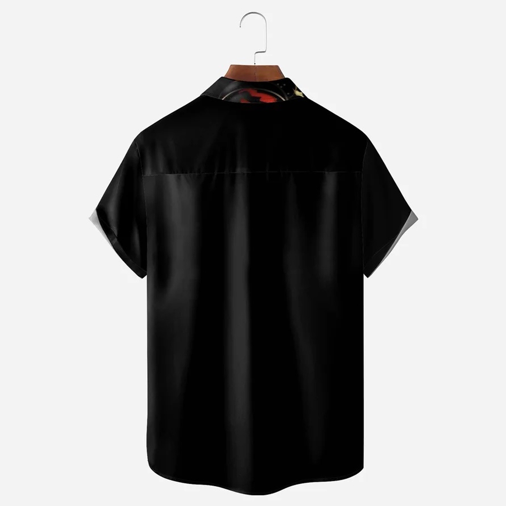 Men Halloween Shirts Short Sleeve Pocket Loose Fitting Shirts QL60402