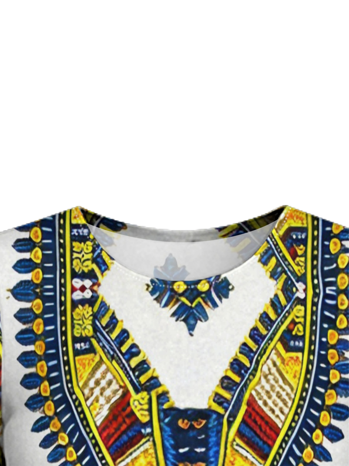 White Dashiki Print Bell Flare Sleeve Bodycon Midi Dress