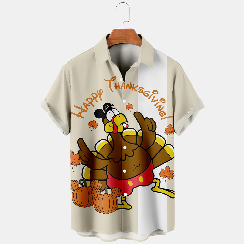 Men Thanksgiving Shirts Short Sleeve Pocket Shirts