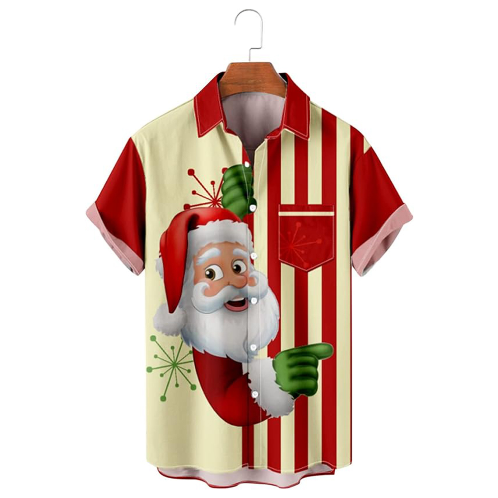 Men Christmas Day Shirts Short Sleeve Pocket Shirts R148169A01