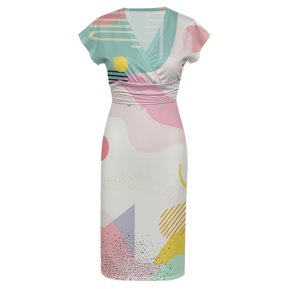 [Copy]Dusty Pink Cap Sleeve V-Neck Midi Dress