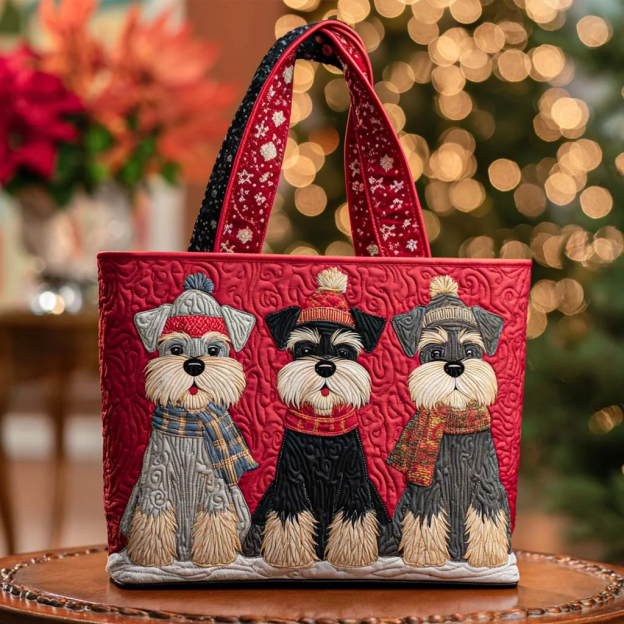 Schnauzer Quilted Tote Bag  Christmas bag