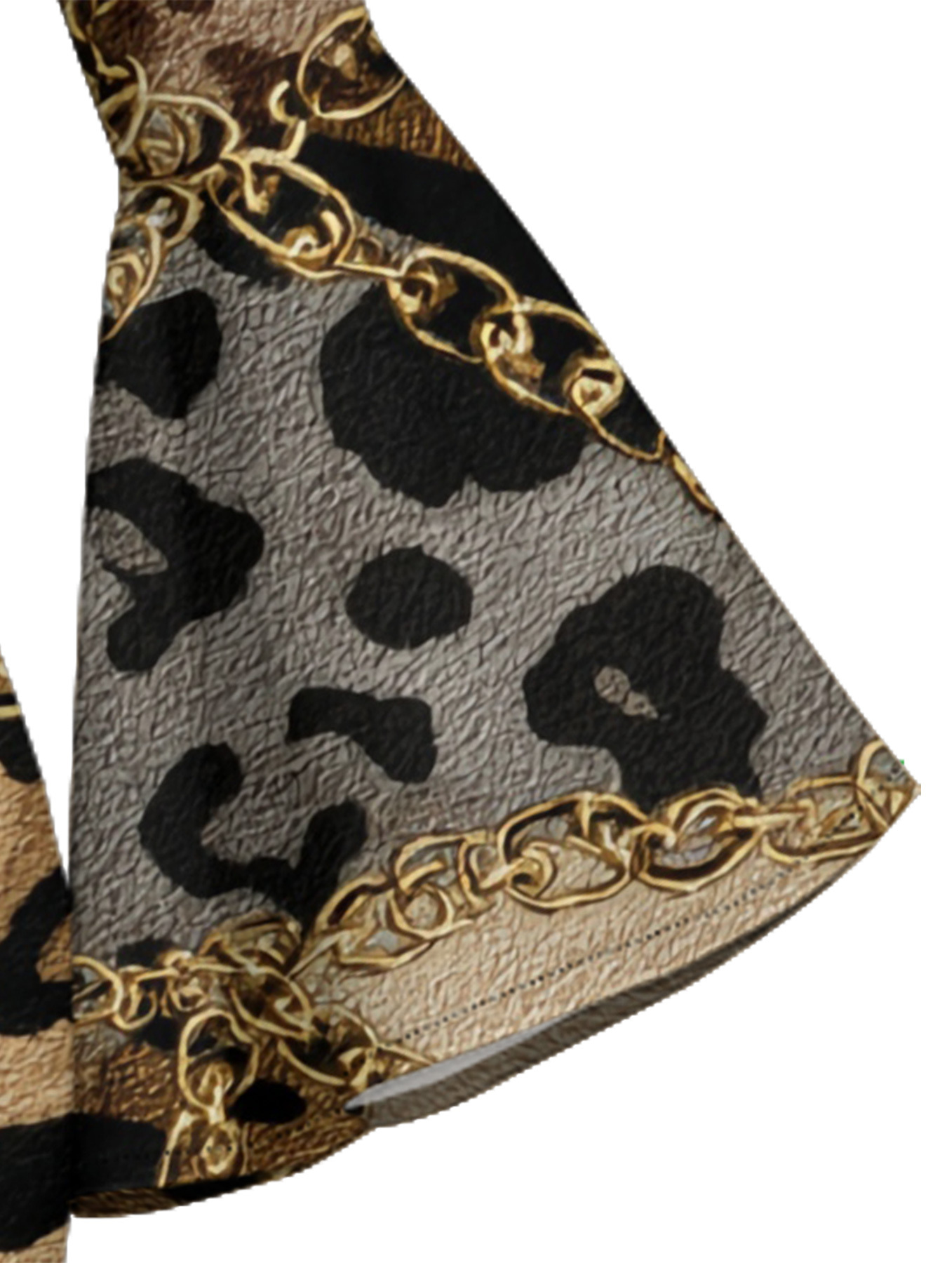 Brown & Gold Leopard Flare Sleeve Bodycon Midi Dress JKL3675