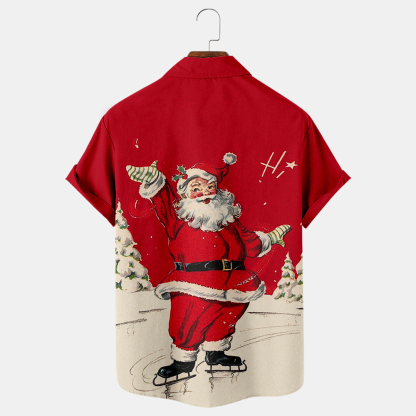 Men Christmas Day Santa Claus Shirts Short Sleeve Shirts ZH12857