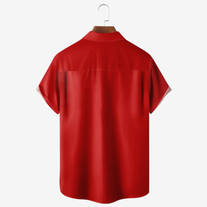 Men Christmas Day Shirts Short Sleeve Pocket Loose Fitting Shirts QL67856