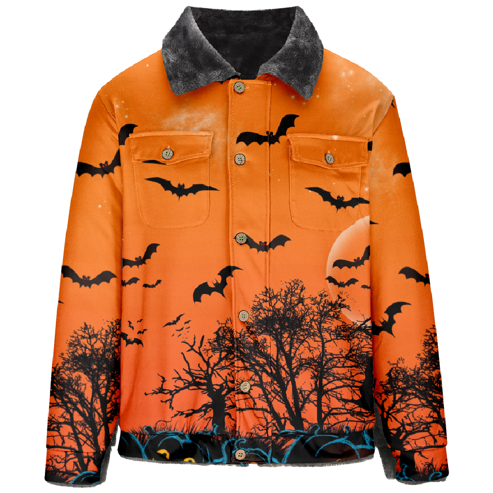 Halloween Lapel Button Pocket Cotton Jacket QL67603A01