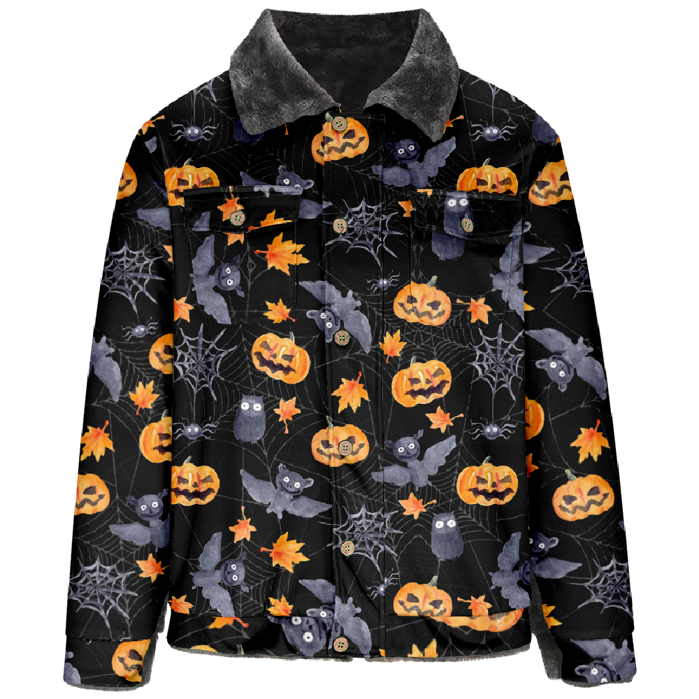 Halloween Lapel Button Pocket Cotton Jacket QL67794A27