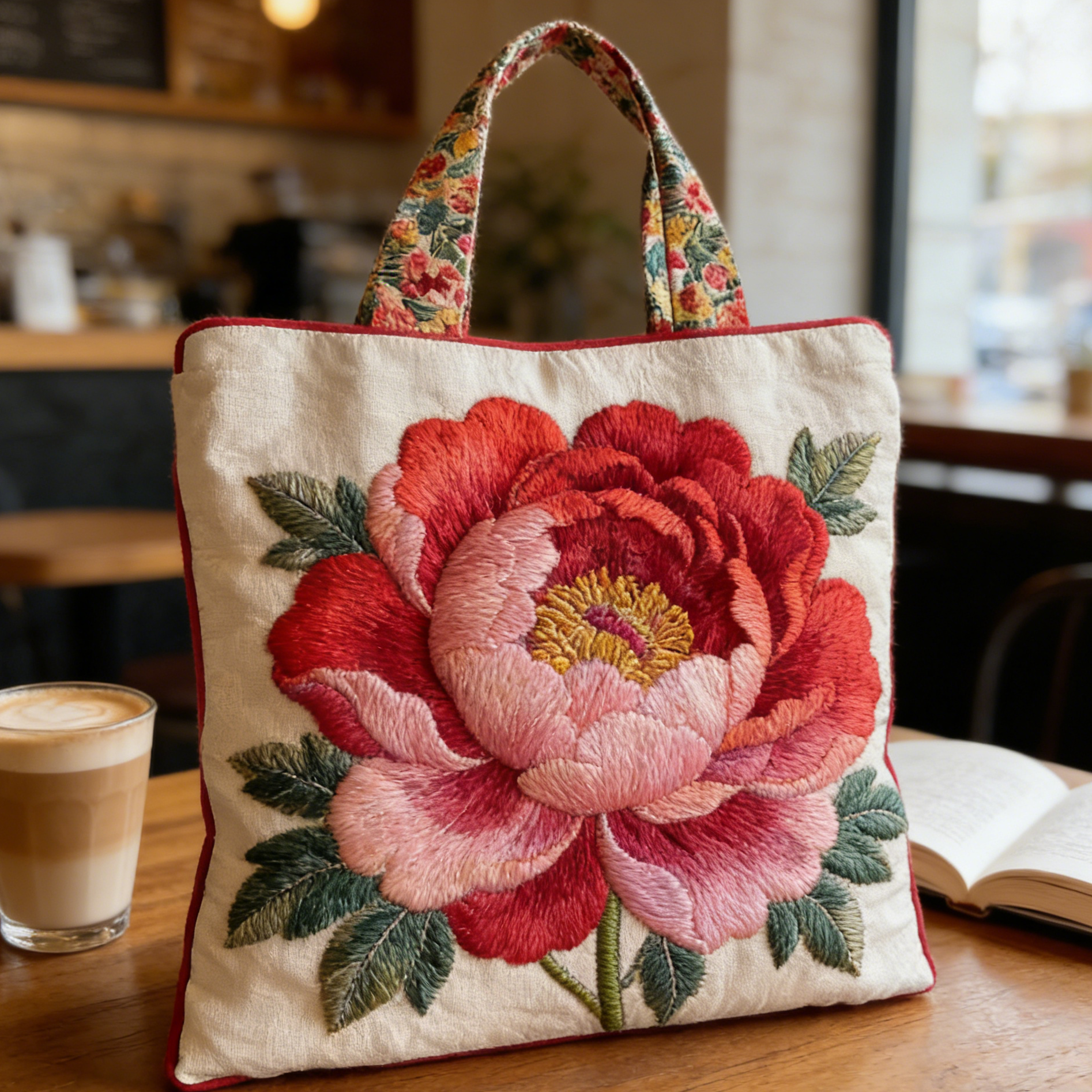 Peony Quilted Tote Bag WIUO0958