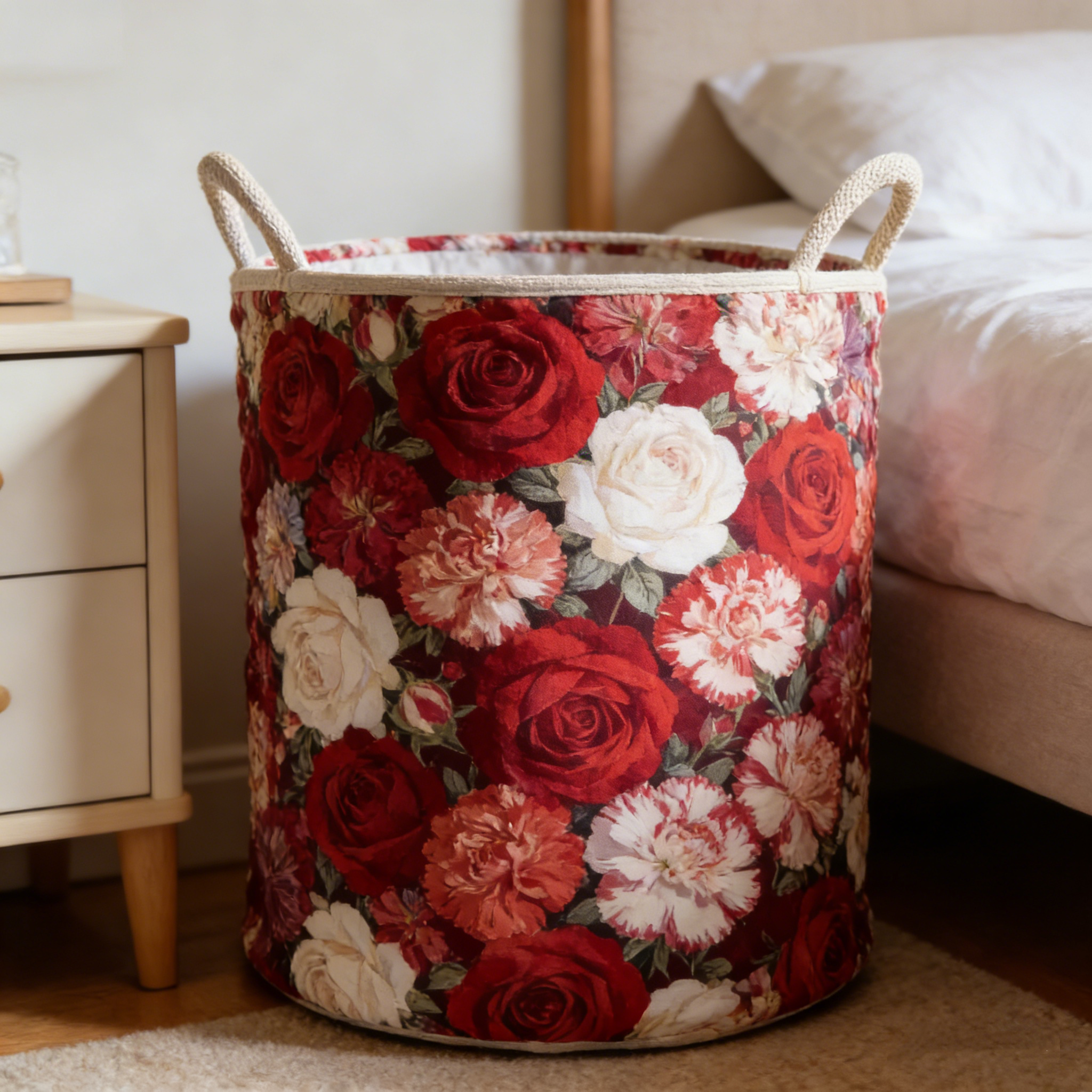 Romantic Storage Quilted Laundry Basket KIUYTG62