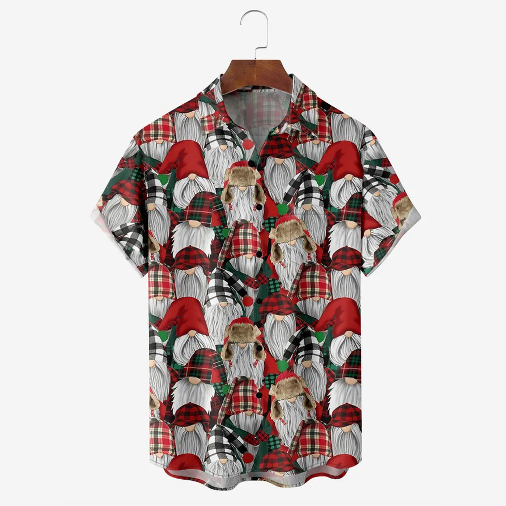 Men Christmas Day Shirts Short Sleeve Pocket Loose Fitting Shirts QL68312