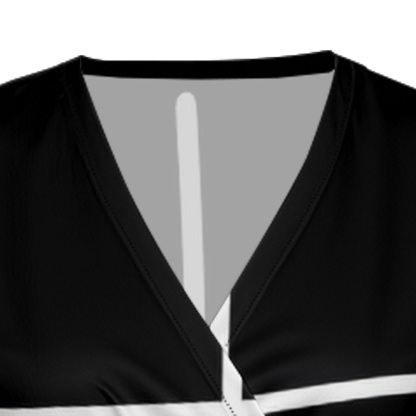 Black Turquoise Gradient Cap Sleeve V-Neck Midi Dress ACF864