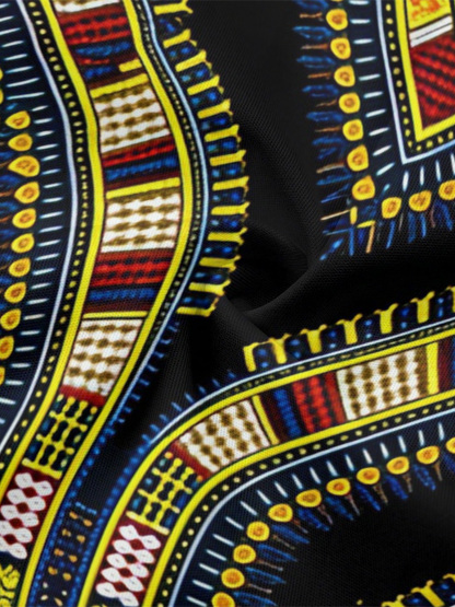 Black Dashiki Flare Sleeve Bodycon Midi Dress