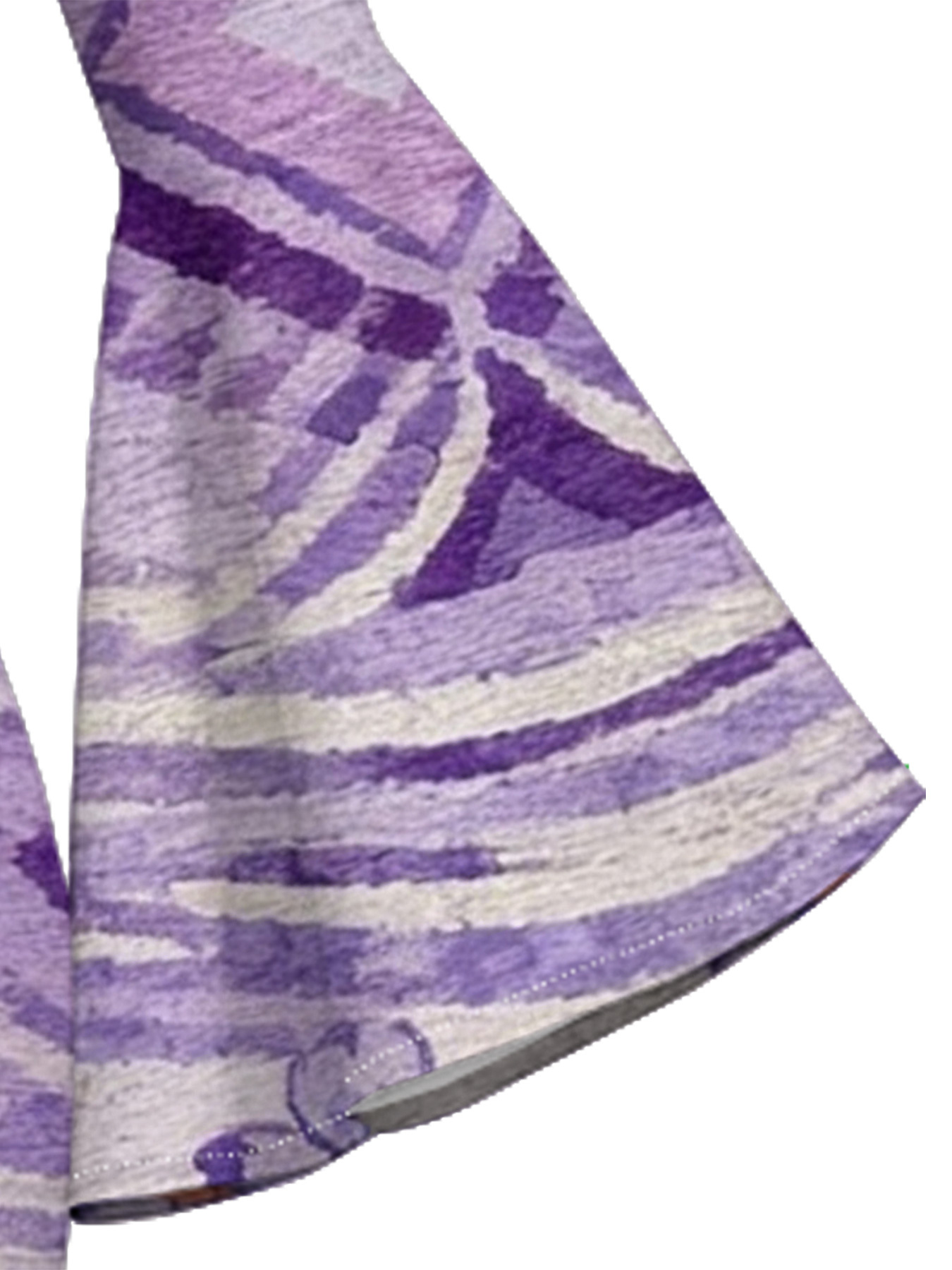 Purple Geometric Floral Flare Sleeve Bodycon Midi Dress DCB840