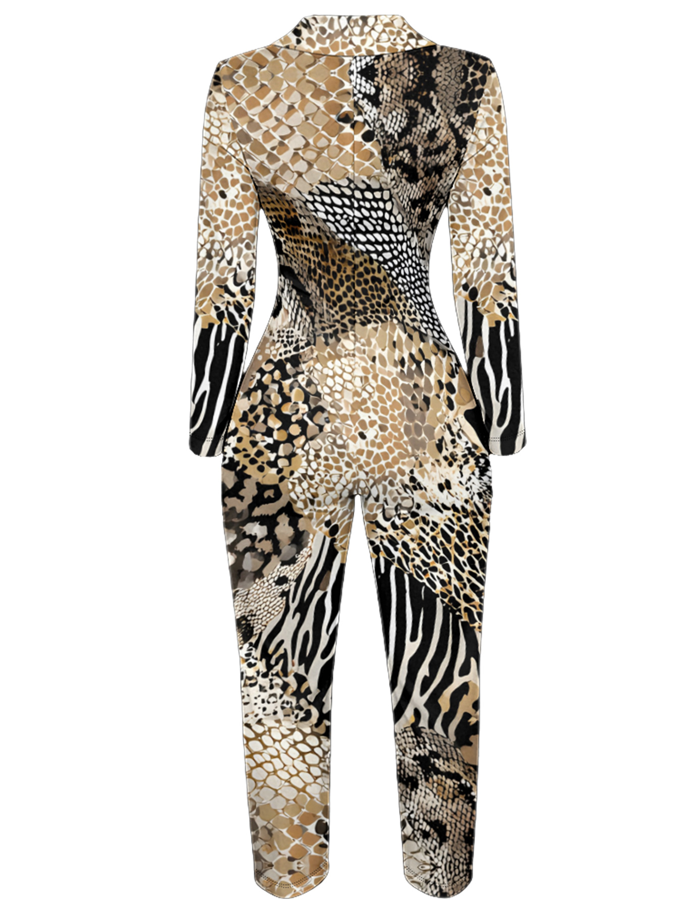 Safari Animal Long Sleeve Zip-Up Jumpsuit 