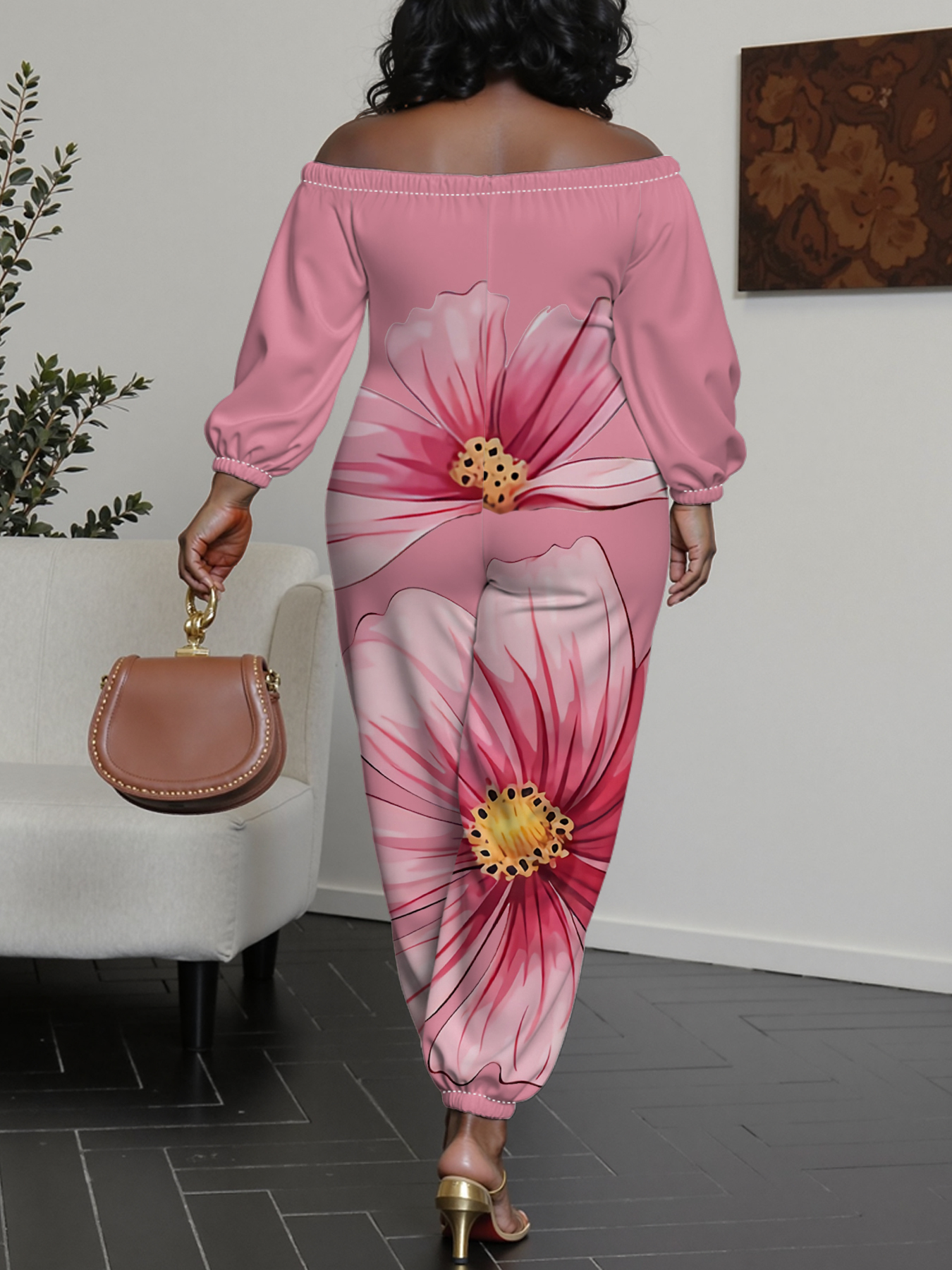 Pink Cosmo Floral Off-Shoulder Jumpsuit