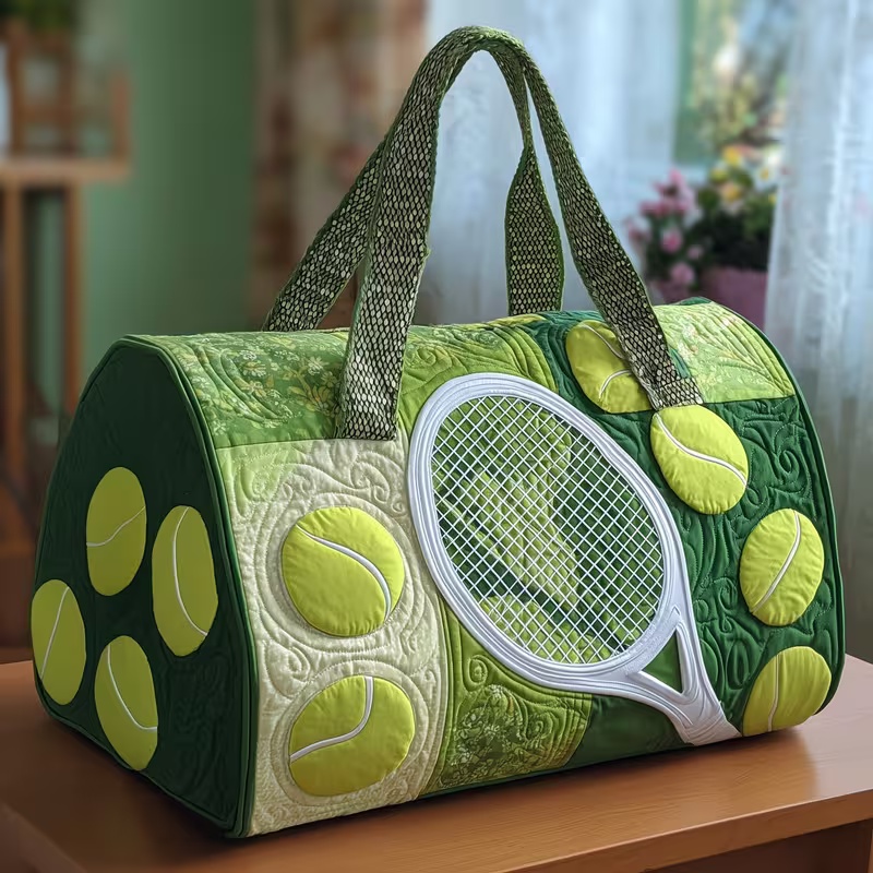 Vintage Green Tennis Themed Duffle Bag