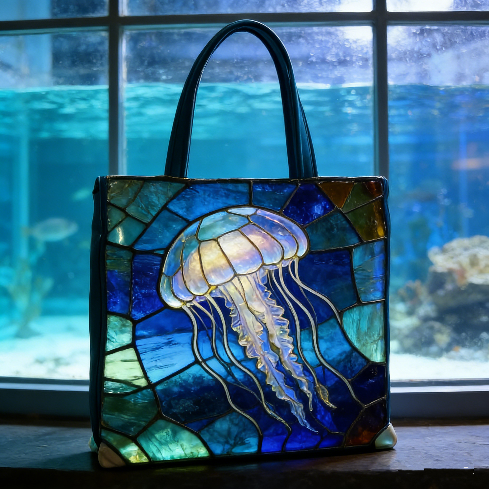 Glass Jellyfish Quilted Tote Bag QX82519