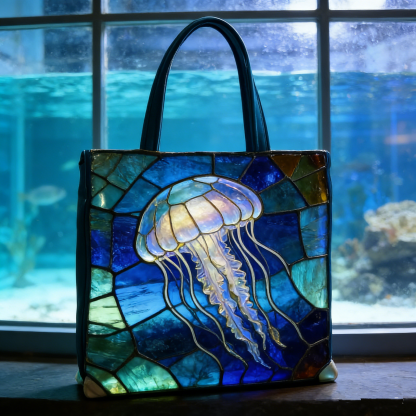 Glass Jellyfish Quilted Tote Bag QX82519