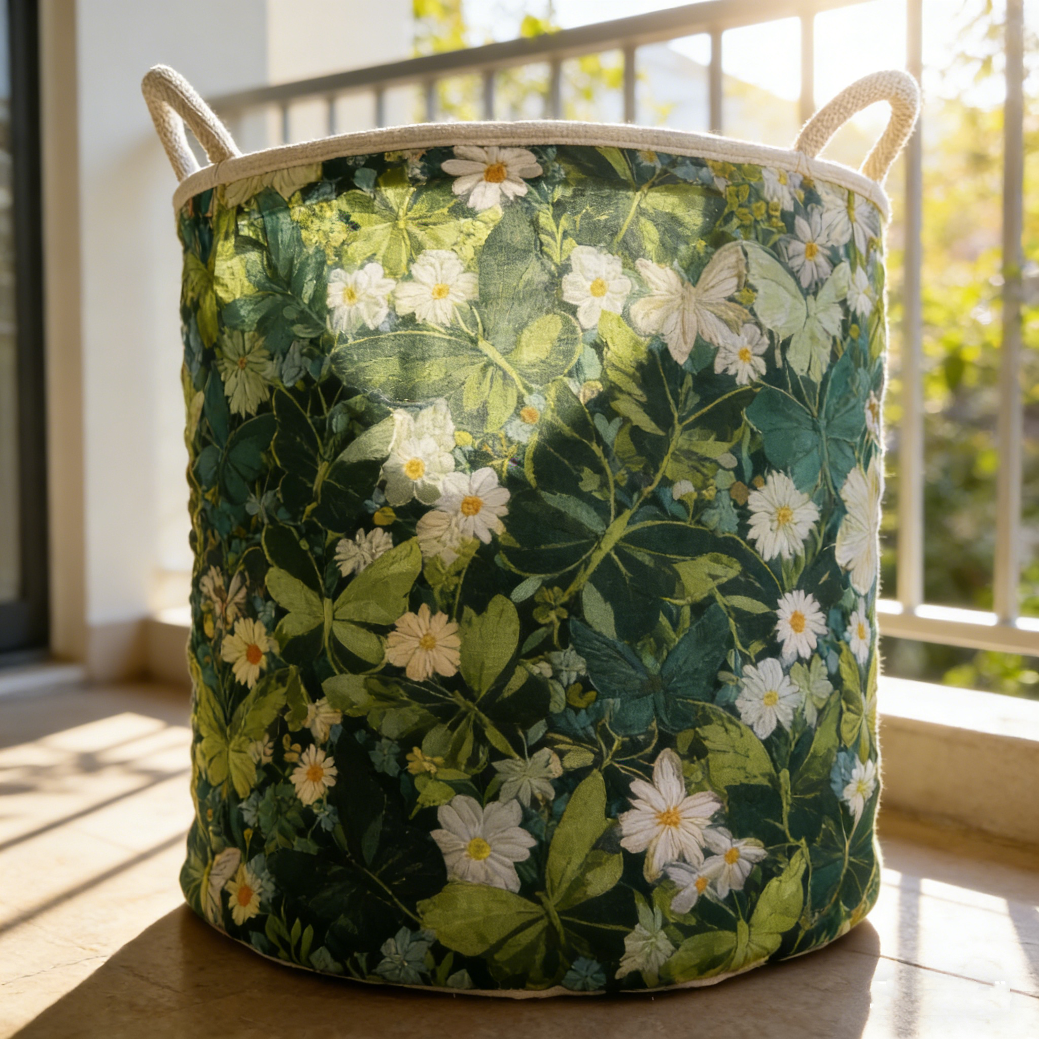 Lush Greenery Quilted Laundry Basket VBNMLK48