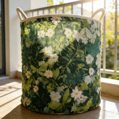 Lush Greenery Quilted Laundry Basket VBNMLK48