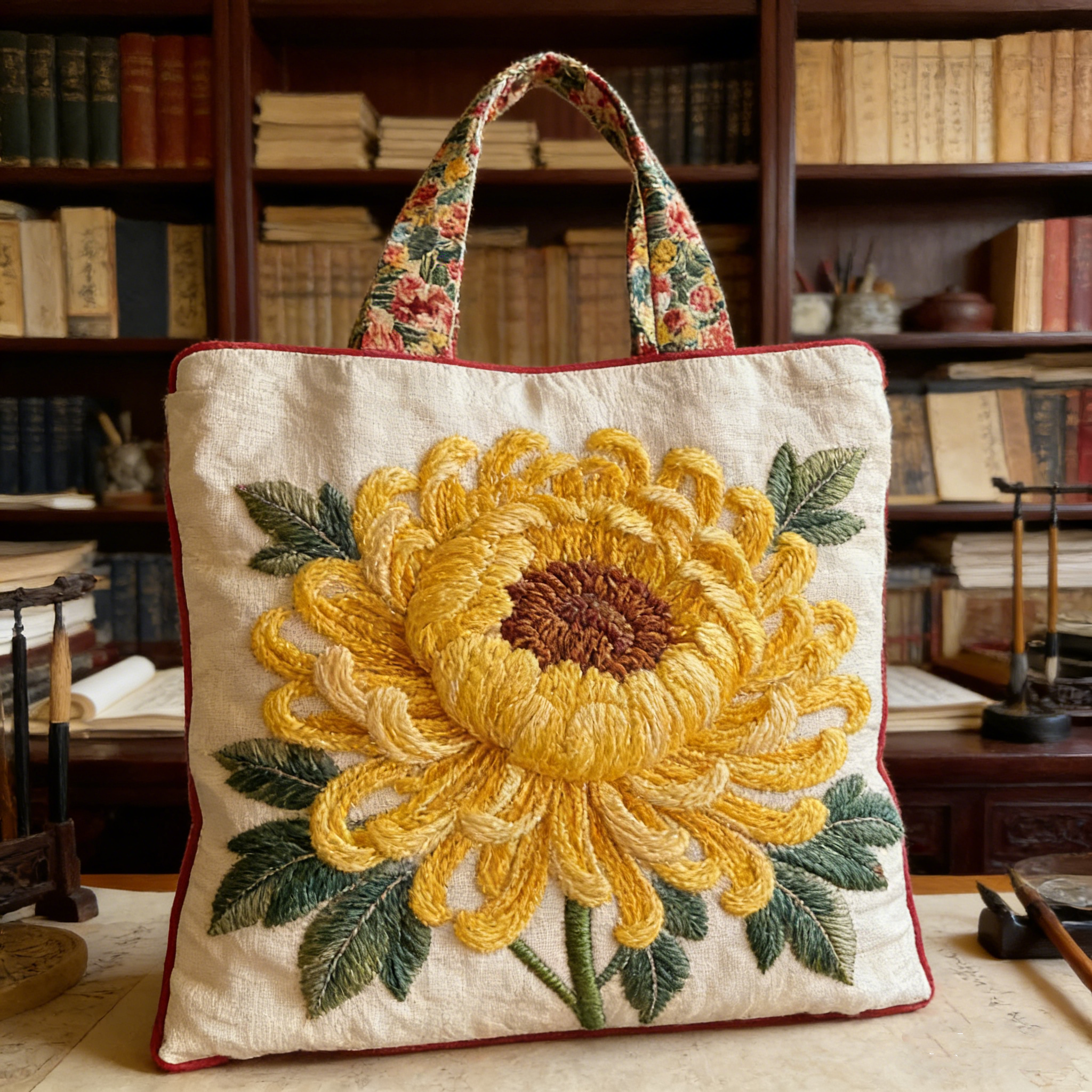 Chrysanthemum Quilted Tote Bag AKZP1287