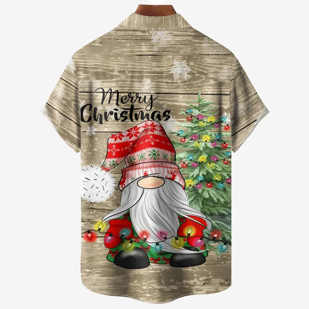 Men Christmas Day Shirts Short Sleeve Pocket Loose Fitting Shirts QL68314