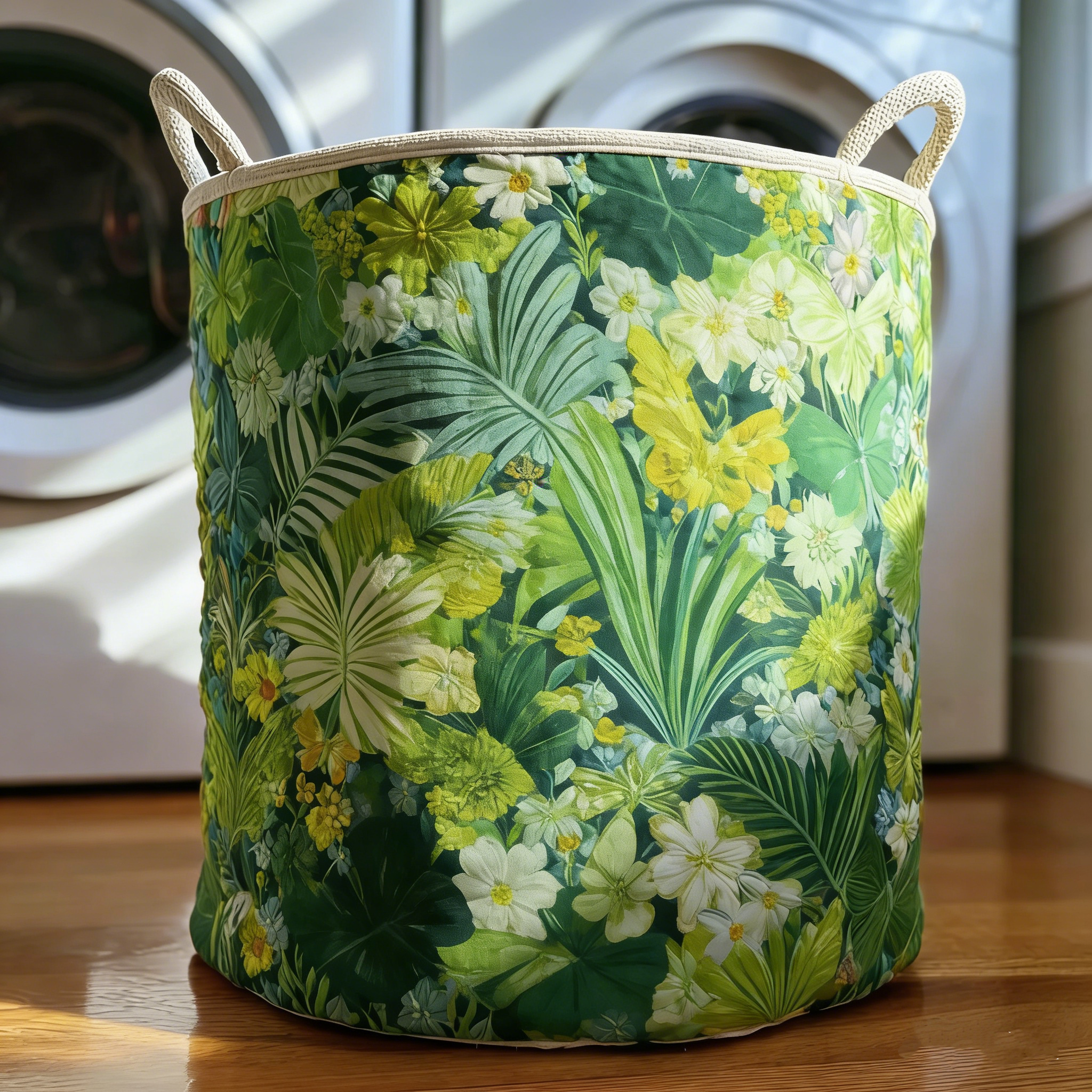 Jungle-Inspired Quilted Laundry Basket WERTYUI3