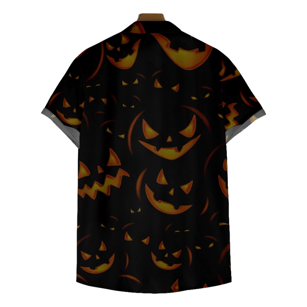 Men Halloween Skull Shirts Short Sleeve Pocket Shirts QL64217A03
