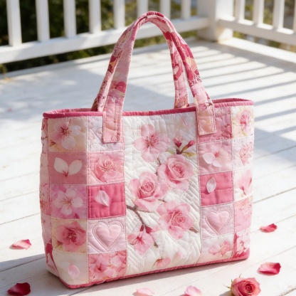 Blush Floral Quilted Tote Bag CRND5917