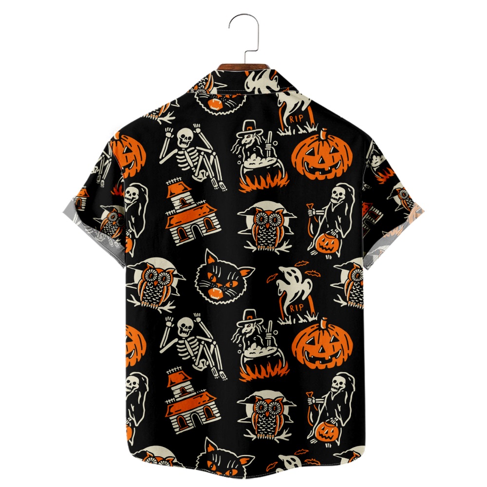 Men Halloween Shirts Short Sleeve Pocket Shirts QL39308A01