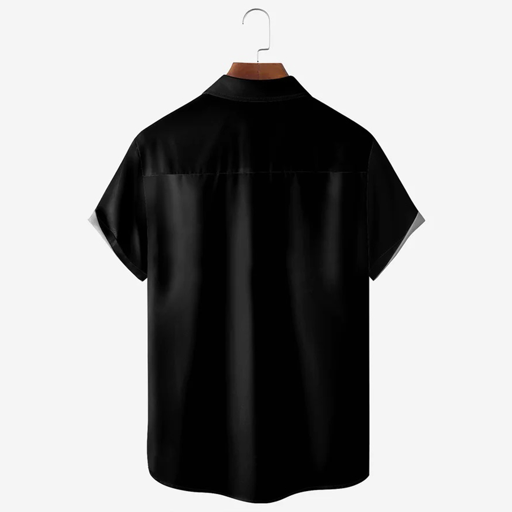 Men Halloween Spider Web Shirts Short Sleeve Pocket Loose Fitting Shirts QL65653