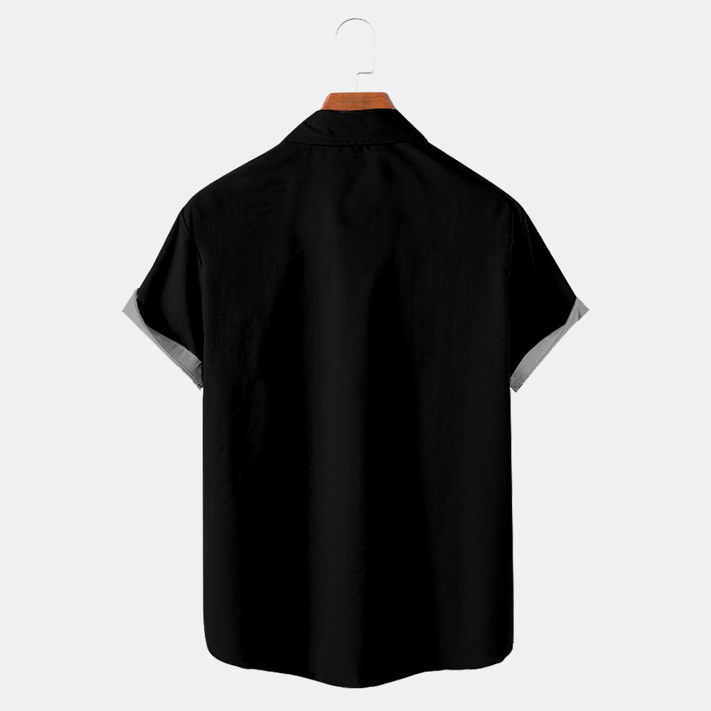 Men Halloween Shirts Short Sleeve Pocket Loose Fitting Shirts QL59773