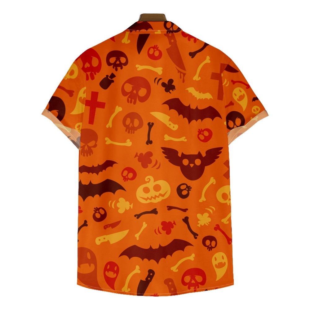 Men Halloween Skull Shirts Short Sleeve Pocket Shirts QL63501A01