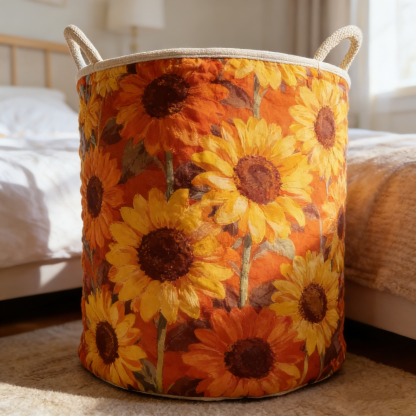Sunflower Field Quilted Laundry Basket QAZXSW25