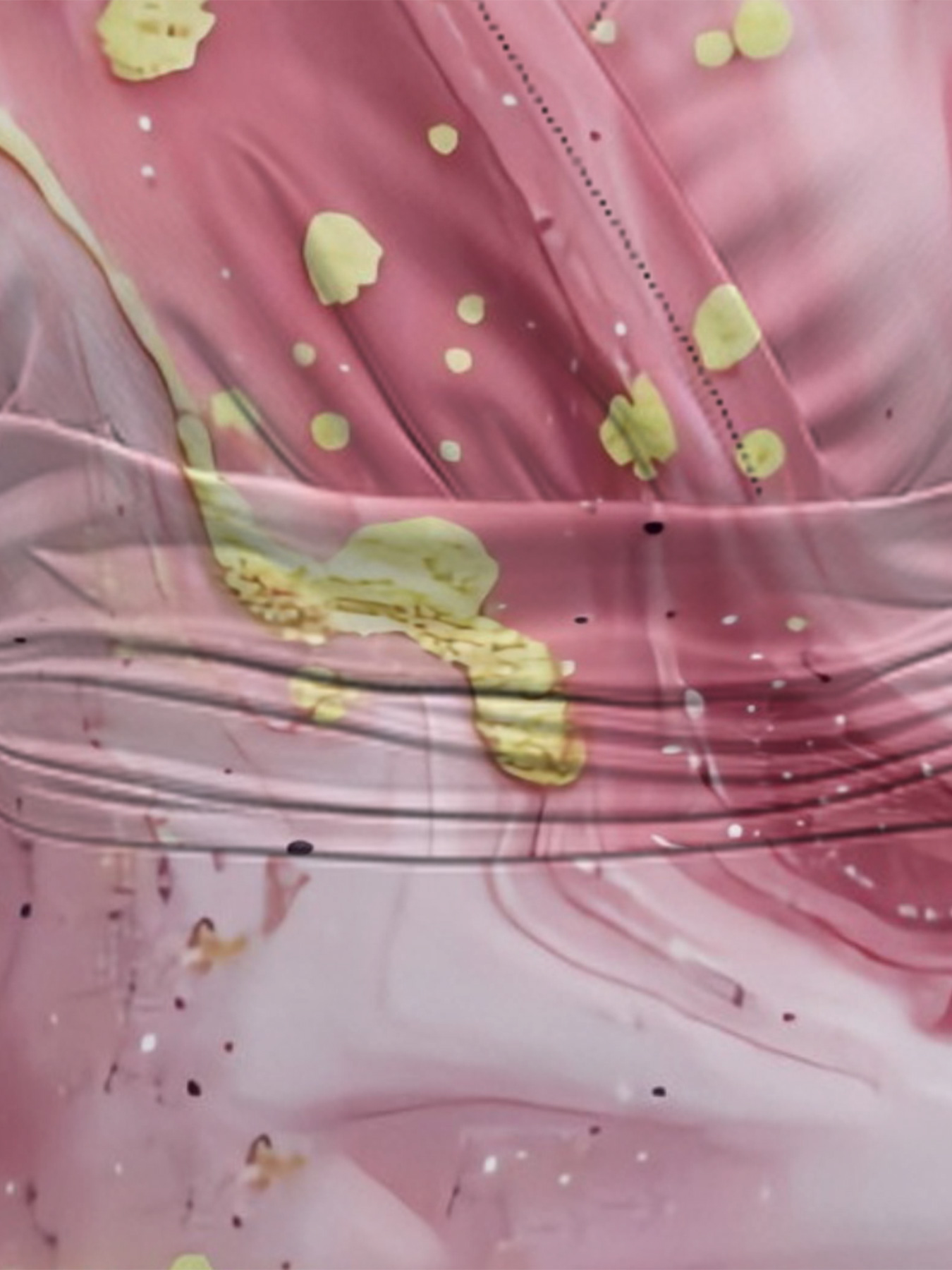 Pink & Gold Marble Cap Sleeve V-Neck Midi Dress