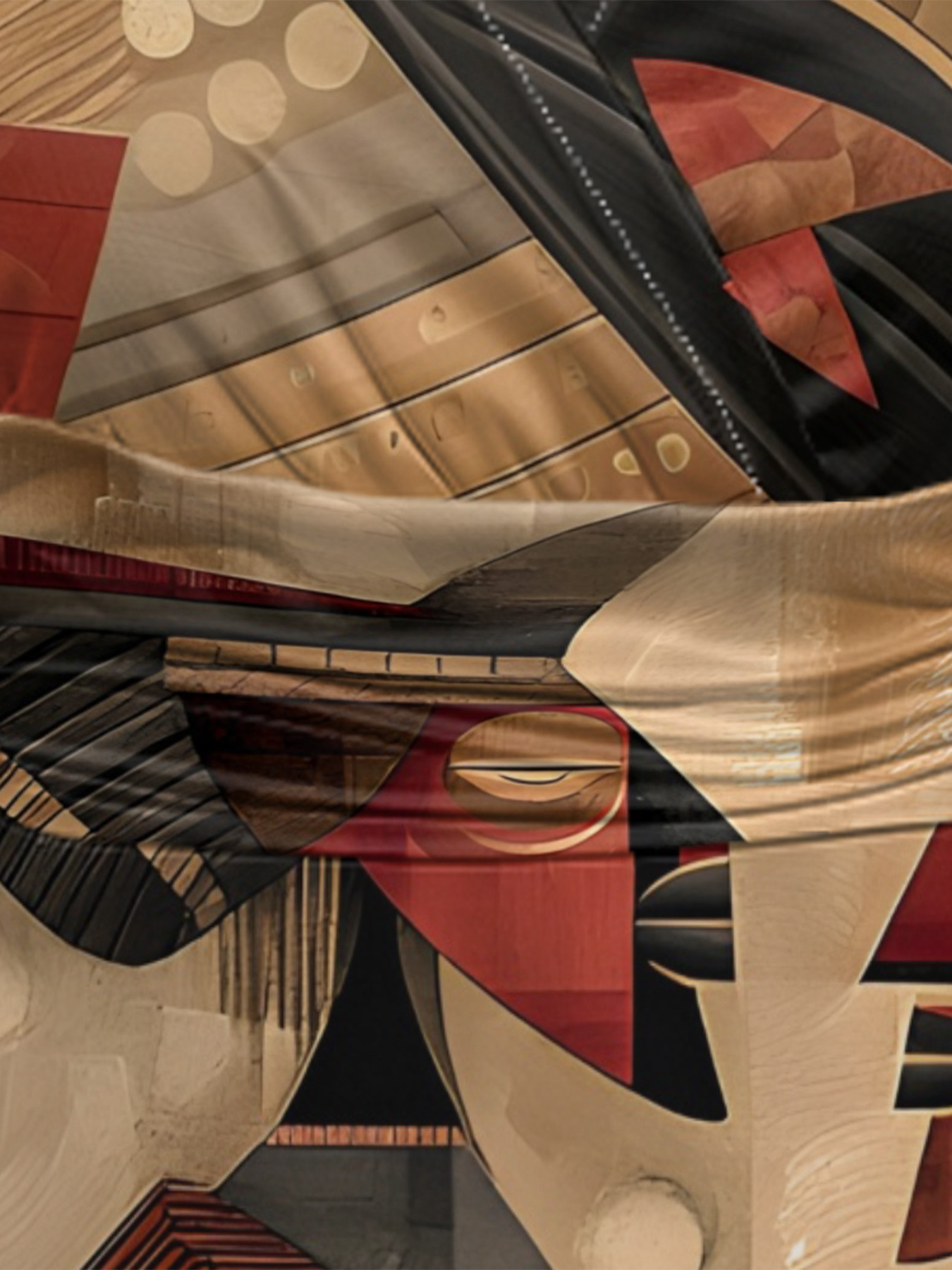 Vintage Abstract Cap Sleeve V-Neck Midi Dress