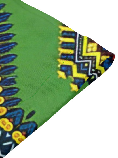 Green Dashiki Print Bell Flare Sleeve Bodycon Midi Dress