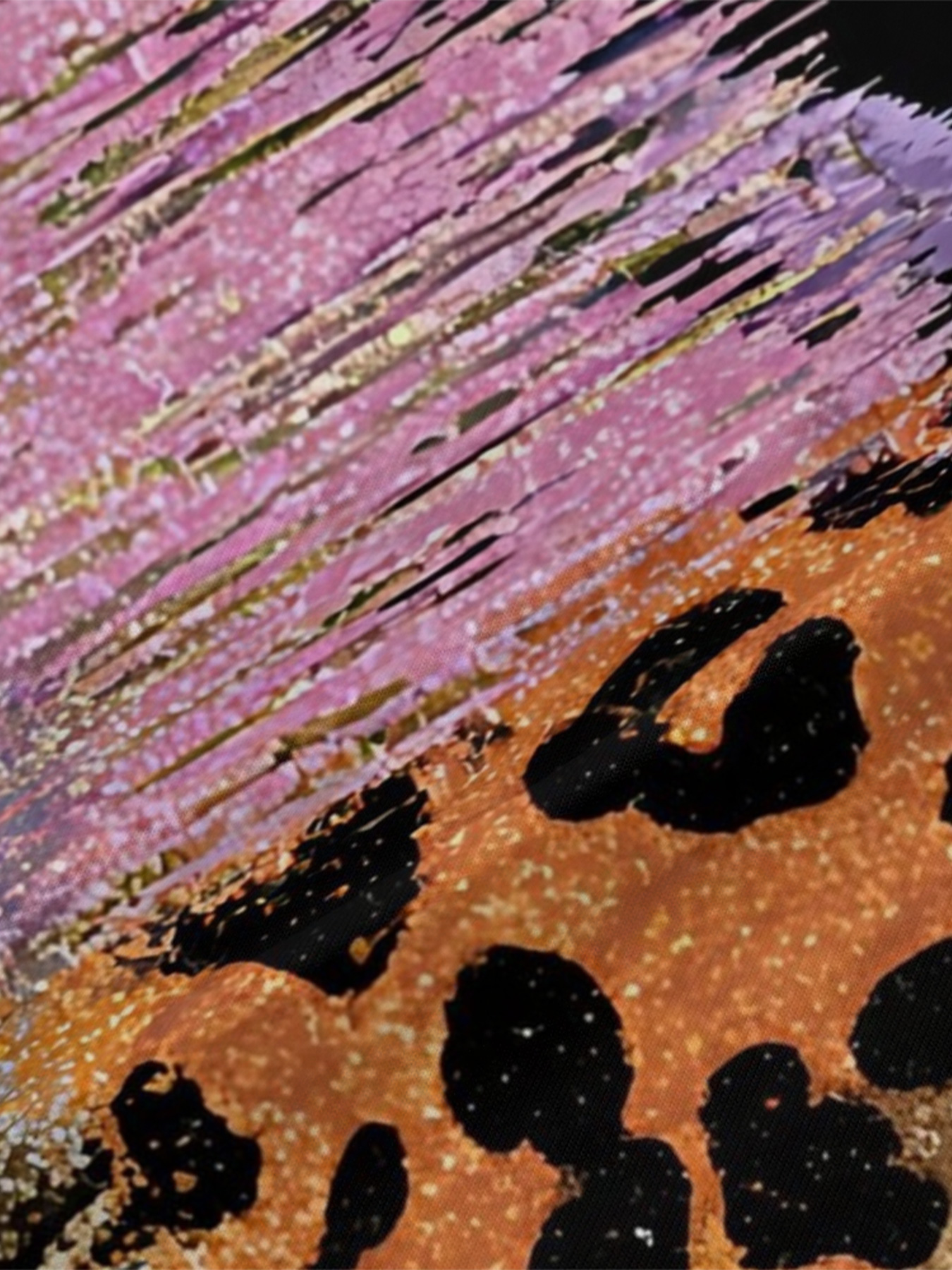 Purple Pink Gold Mixed Animal V-Neck Bodycon Midi Dress TSR642