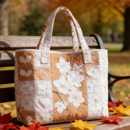 Autumn Blush Floral Quilted Tote Bag HWMO6351