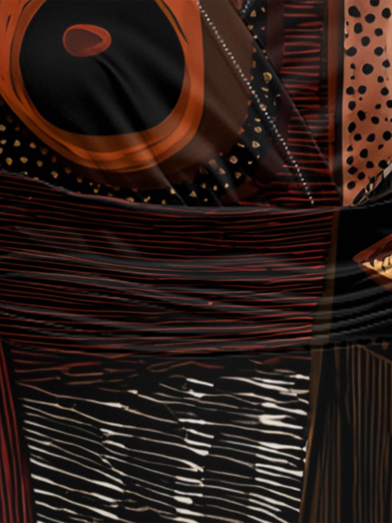 Tribal Patchwork Cap Sleeve V-Neck Midi Dress