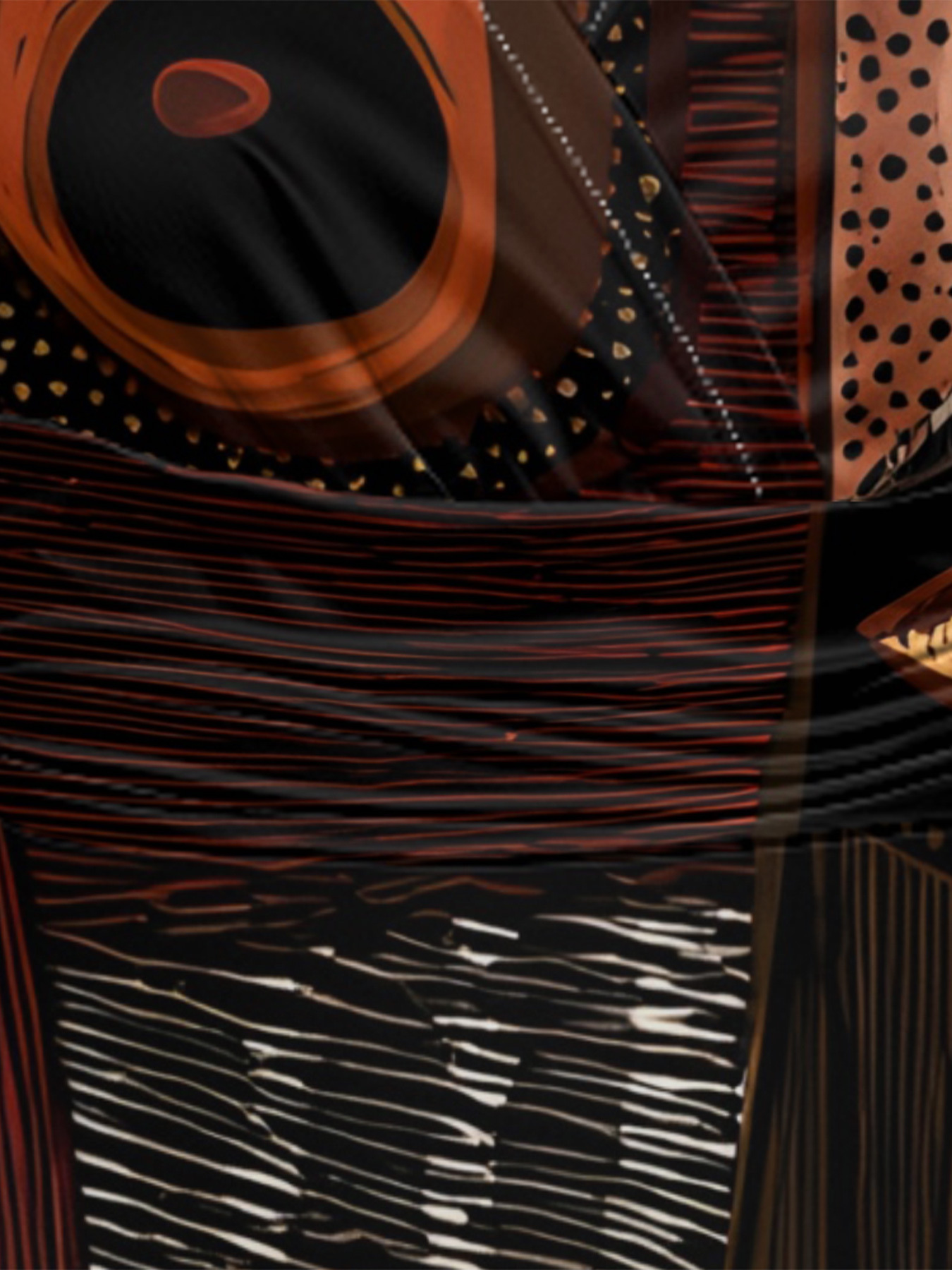 Tribal Patchwork Cap Sleeve V-Neck Midi Dress