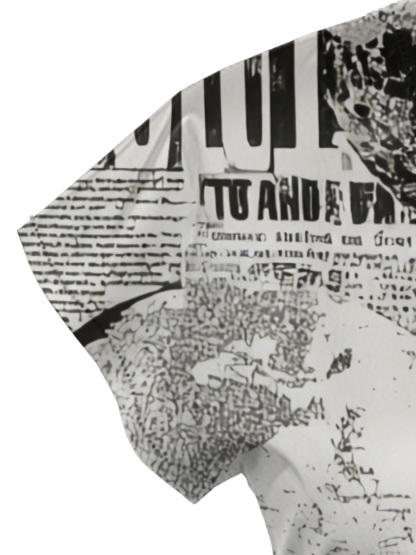 Green Newspaper Cap Sleeve V-Neck Midi Dress