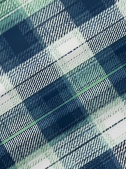 Blue & Green Plaid V-Neck Bodycon Midi Dress GNP1359