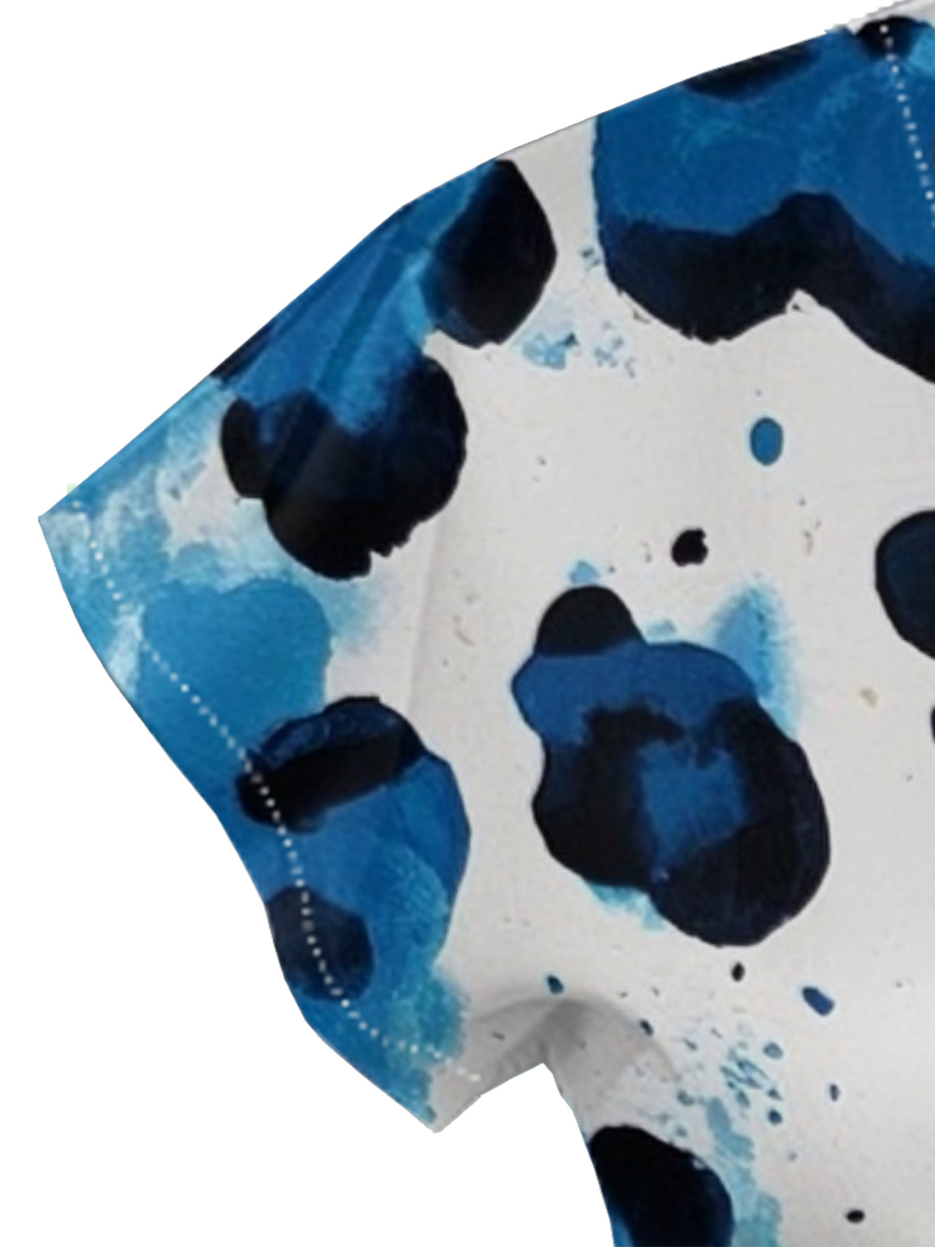 Blue & White Watercolor Cap Sleeve V-Neck Midi Dress MPH879
