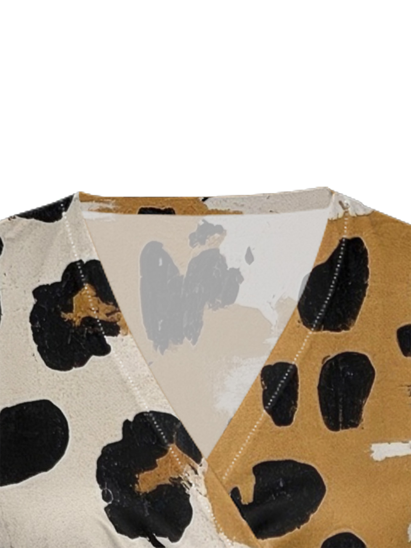 Mustard & White Watercolor Cap Sleeve V-Neck Midi Dress IUJH3156